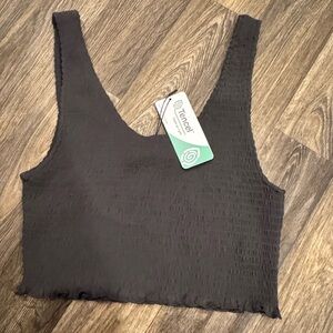 Love Tree Black Smocked Tank Crop Top